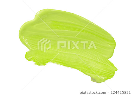 Acrylic green paint brush track blank art isolated on the white background Acrylic green paint brush track blank art isolated on the white background 124415831