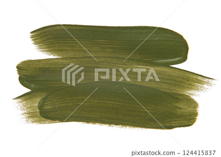 Acrylic green paint brush track blank art isolated on the white background 124415837