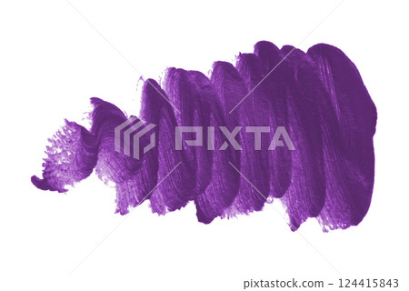 Acrylic purple violet paint brush track blank art isolated on the white background 124415843