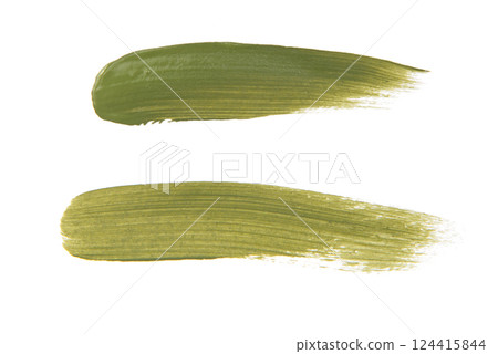 Acrylic green paint brush track blank art isolated on the white background 124415844