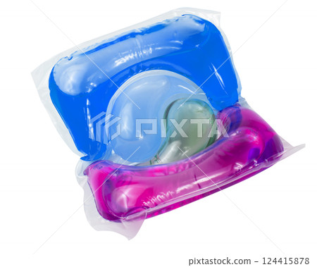 washing powder for colored laundry in a capsule cleaning gel isolated on white background washing powder for colored laundry in a capsule cleaning gel isolated on white background 124415878
