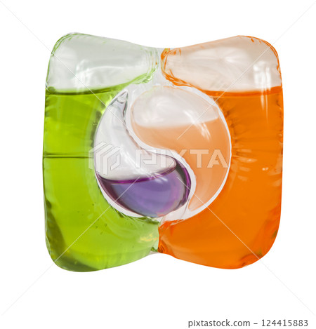 washing powder for colored laundry in a capsule cleaning gel isolated on white background washing powder for colored laundry in a capsule cleaning gel isolated on white background 124415883