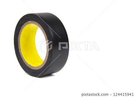 Black insulating tape circle isolated on the white background 124415941