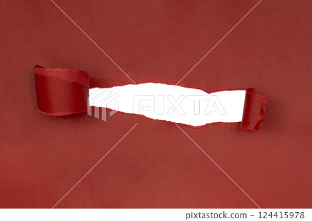 Red torn sheet of paper with whole space for text isolated 124415978