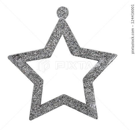 Bright festive christmas tree toy star shiny form isolated on the white background 124416001