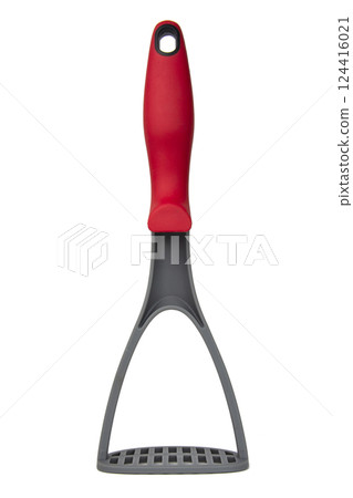 Plastic potato masher kitchen tool isolated on the white background Plastic potato masher kitchen tool isolated on the white background 124416021