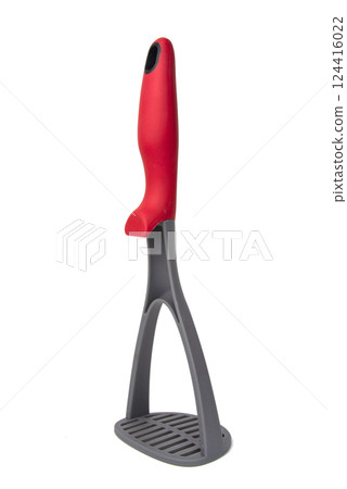 Plastic potato masher kitchen tool isolated on the white background Plastic potato masher kitchen tool isolated on the white background 124416022