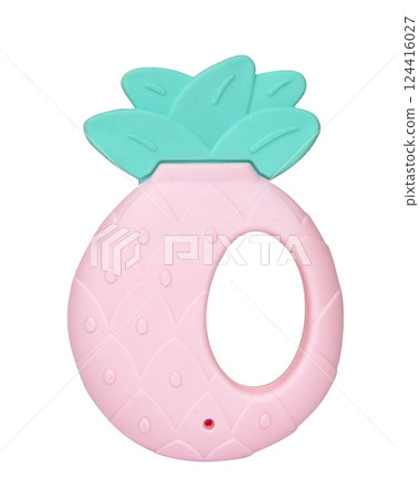 Toy teether for baby playful isolated on the white background Toy teether for baby playful isolated on the white background 124416027