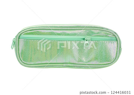 Cosmetic or pencil pen case container isolated on the white background Cosmetic or pencil pen case container isolated on the white background 124416031