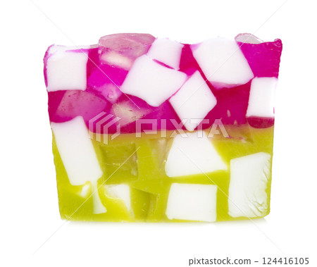 Homemade soap brick aroma isolated on the white background 124416105