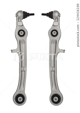 Car suspension arm aluminium detail isolated on the white background 124416199