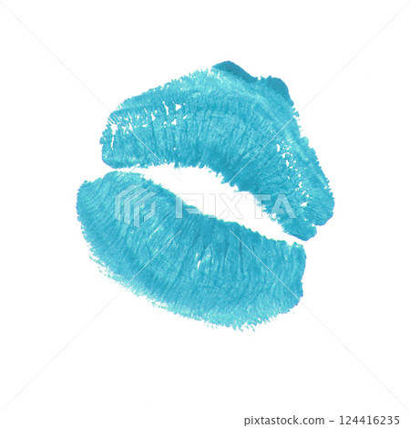 Beautiful lips track kiss cosmetic isolated on the white background 124416235