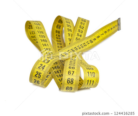 Measuring tape centimeter long isolated on the white background Measuring tape centimeter long isolated on the white background 124416285