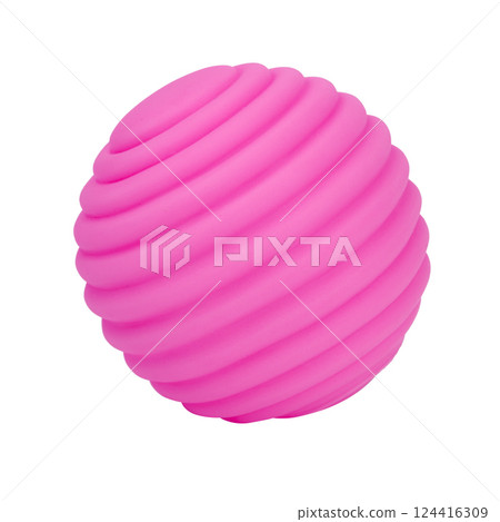 Ribbed form silicone rubber ball wavy isolated on the white background 124416309