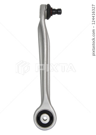 Car suspension arm aluminium detail isolated on the white background 124416327