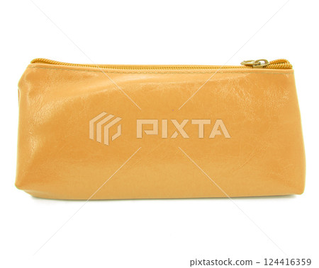 Cute pencil pen case container isolated on the white background Cute pencil pen case container isolated on the white background 124416359