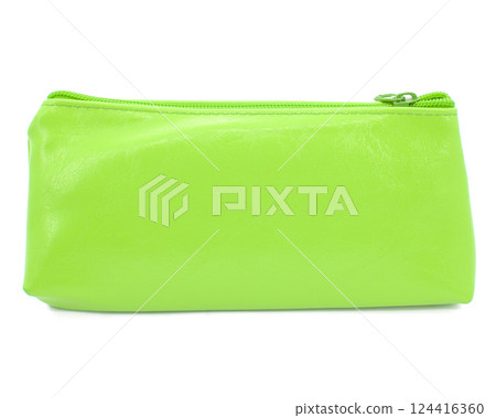 Cute pencil pen case container isolated on the white background Cute pencil pen case container isolated on the white background 124416360