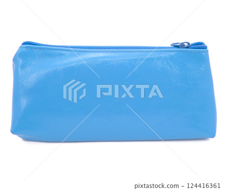 Cute pencil pen case container isolated on the white background 124416361