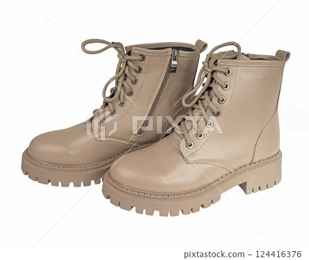 Classic new womens boots casual isolated on he white autumn winter 124416376