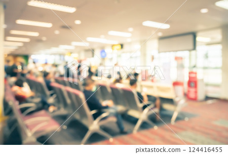 Abstract blurred background of Passengers waiting at airport boarding area Abstract blurred background of Passengers waiting at airport boarding area 124416455
