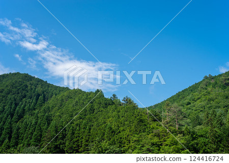 Beautiful summer green mountains and blue sky [Summer image/background material] 124416724