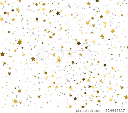 Luxury Holiday Stars in Gold and Silver on White. 124416817
