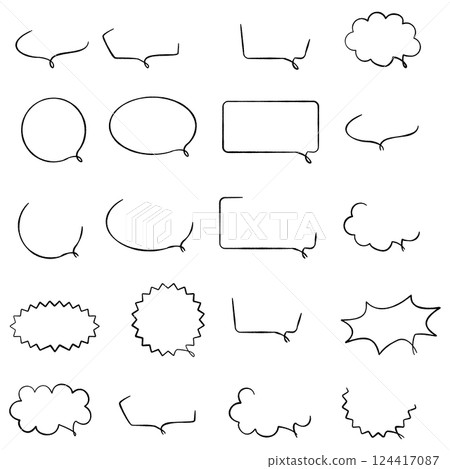 Simple speech bubbles in a line drawing style - Monotone set 124417087