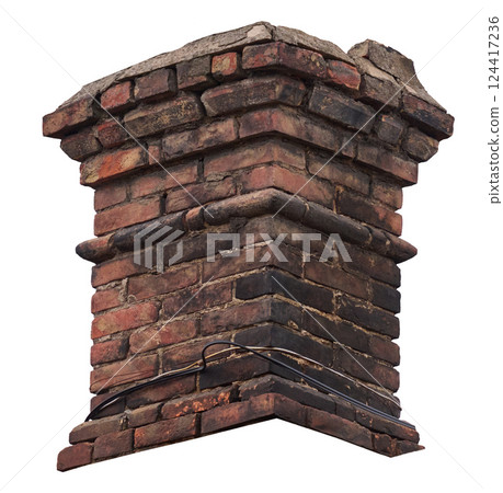 Red brick chimney on isolated background 124417236
