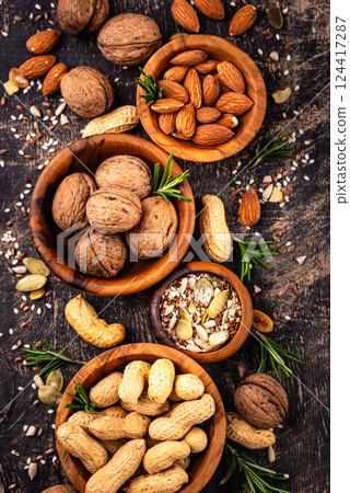 Assortment of different nuts and seeds Assortment of different nuts and seeds 124417287