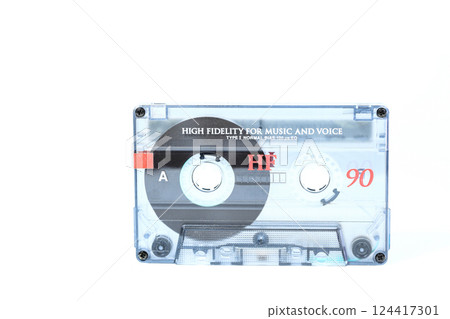 Vintage analog Cassette Tape Type I in retro collection, isolated on white background. Vintage analog Cassette Tape Type I in retro collection, isolated on white background. 124417301