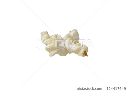 macro popcorn on isolated and white background 124417649