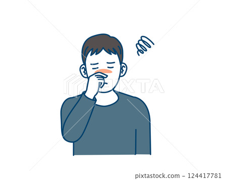 一位年輕男子鼻塞的插圖 124417781