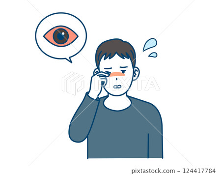 Itchy eyes Illustration of a young man with bloodshot eyes Itchy eyes Illustration of a young man with bloodshot eyes 124417784