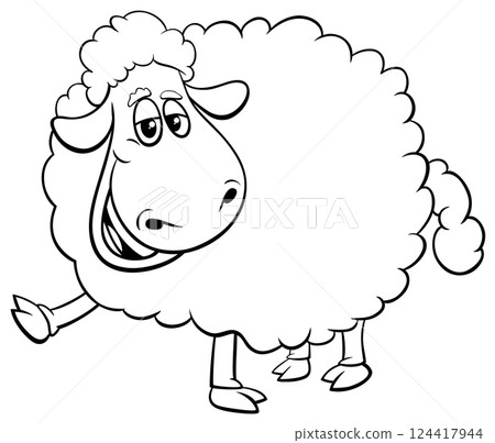funny cartoon sheep farm animal character coloring page funny cartoon sheep farm animal character coloring page 124417944