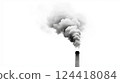 A lone industrial chimney emitting thick black smoke, symbolizing air pollution 124418084