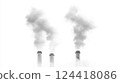 Industrial chimneys emitting thick smoke, showing environmental pollution impact 124418086