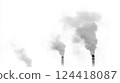 Industrial chimneys emitting heavy white smoke, affecting air quality 124418087