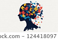 Womans Profile with Puzzle Pieces  124418097