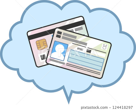 我的號碼卡(個人號碼卡)的對話泡泡插圖,正面和背面,向量,彩色圖標 我的號碼卡(個人號碼卡)的對話泡泡插圖,正面和背面,向量,彩色圖標 124418297