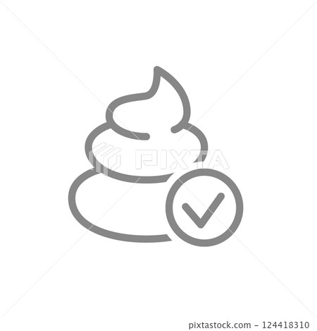 Poop with tick checkmark line icon. Toilet location, pile of shit symbol. Vector illustration. Poop with tick checkmark line icon. Toilet location, pile of shit symbol. Vector illustration. 124418310