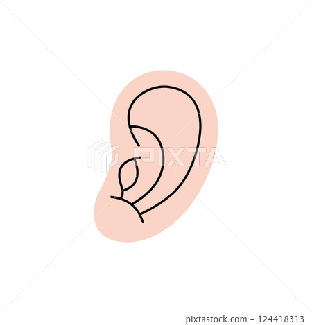 Ear. Human internal organ. Vector illustration. Ear. Human internal organ. Vector illustration. 124418313