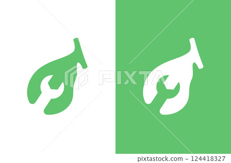 Gallbladder and repair logo combination. Unique minimalist internal organ logo design template. Gallbladder and repair logo combination. Unique minimalist internal organ logo design template. 124418327