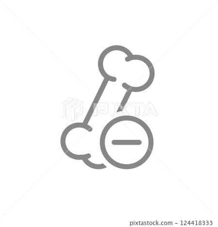 Human bone with minus line icon. Disease bones symbol. Vector illustration. 124418333