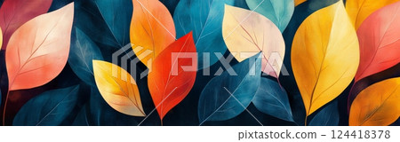 Abstract Illustration of Leaves in Geometric Style 124418378