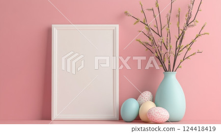 Spring decoration with colorful eggs 124418419