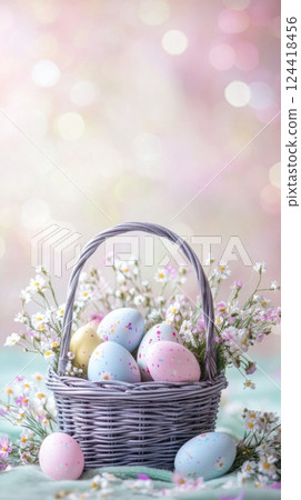 Colorful Easter eggs in a basket 124418456