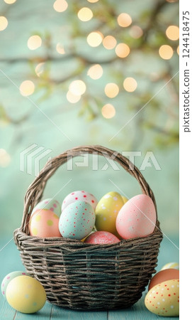 Colorful Easter eggs in a basket 124418475
