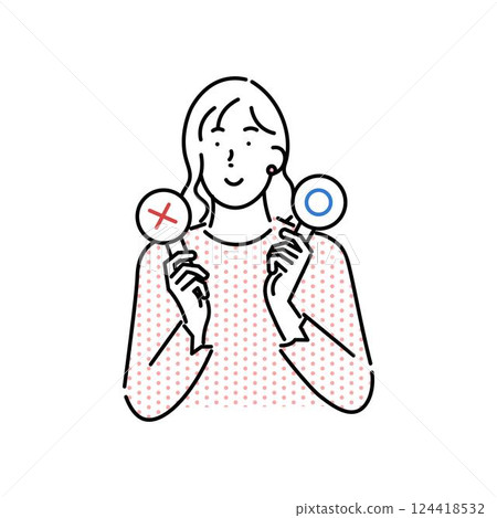 Woman with a circle or cross - upper body - female icon - simple vector illustration material Woman with a circle or cross - upper body - female icon - simple vector illustration material 124418532