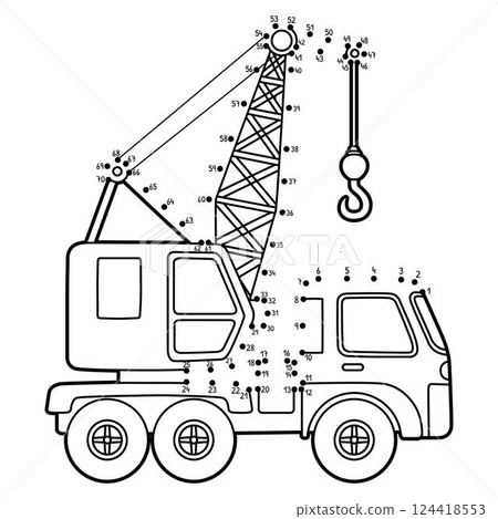Dot to Dot Crane Vehicle Isolated Coloring Page Dot to Dot Crane Vehicle Isolated Coloring Page 124418553