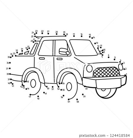 Dot to Dot Off Road Truck Vehicle Isolated Dot to Dot Off Road Truck Vehicle Isolated 124418584
